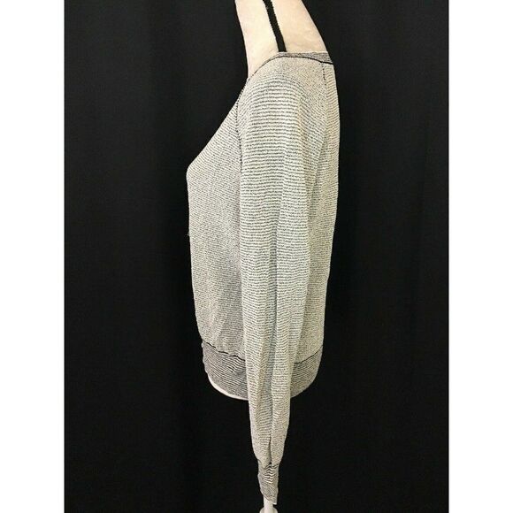 Theory Womens Authentic Black White Striped Long Sleeve Top Sweater P Xs Small - Picture 6 of 12